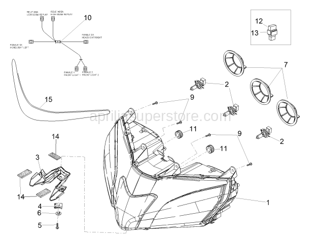 Headlight wiring w/harness