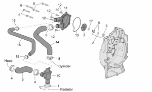 Engine - Water Pump (External Thermostat)