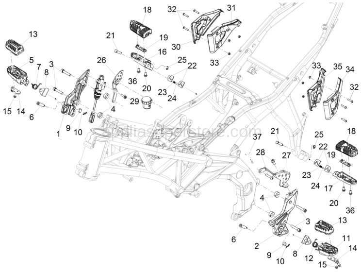 LH front footrest bracket