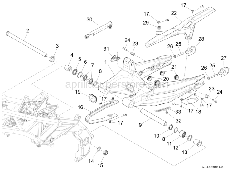 Rear swing arm pin