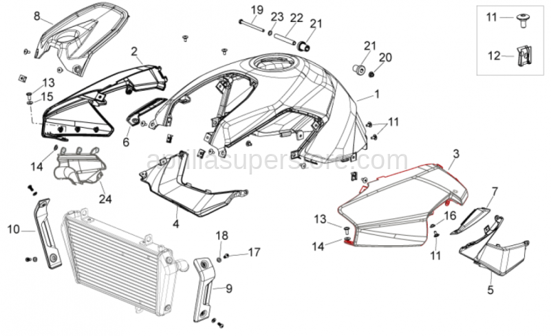 Fuel tank cover, black