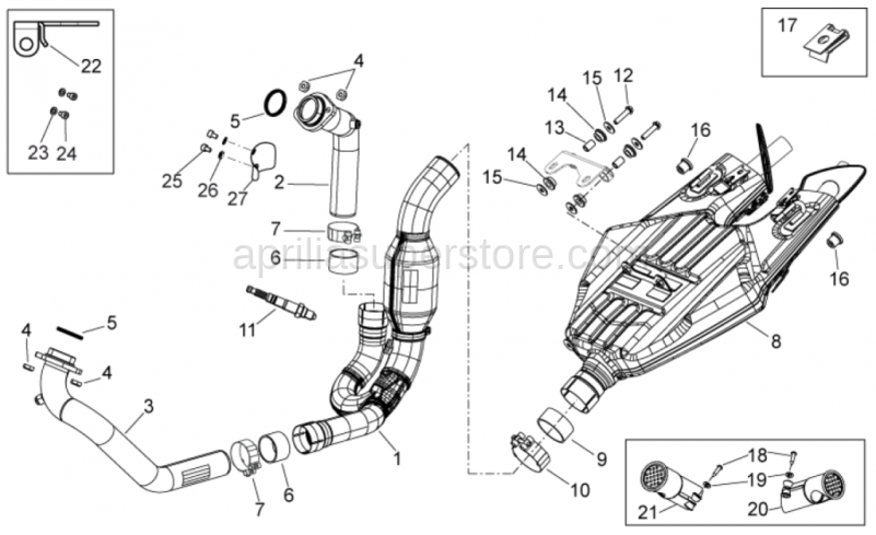 Rear exhaust pipe