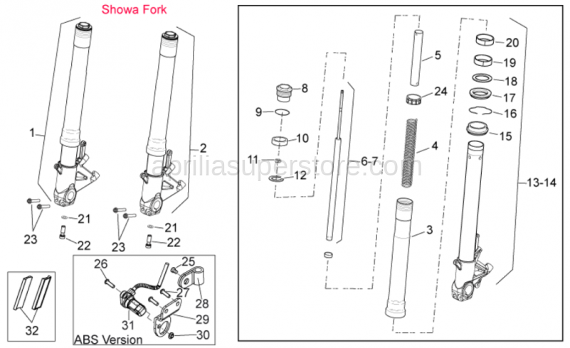 Hub+RH fork leg