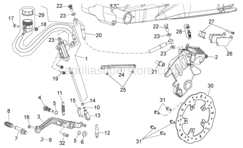 Rear brake lever pin