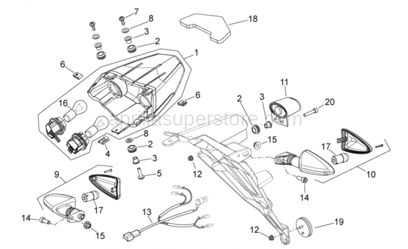 RH front/LH rear turn indic.