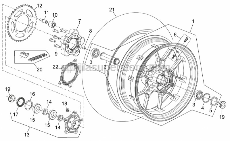 Aprilia - Rear wheel spring drive holder, Please order superseded part #2B000639R