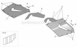 Frame - Central Body - Upper Fairings - Aprilia - Acoustic insulation panel, LH
