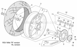 Frame - Rear Wheel Rsv Mille "R" Version - Aprilia - Chain ring Z=42